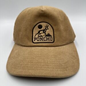 Poncho Outdoors Hat Cap Strap Back Mens One Size Beige Corduroy Deer Nature